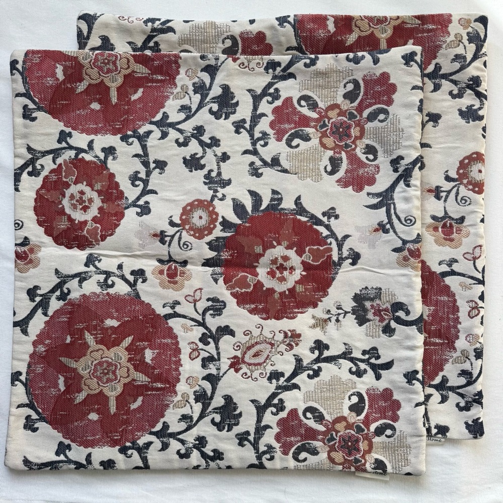 Mika Home Jacquard Floral Pillow Covers 20 inches NEW